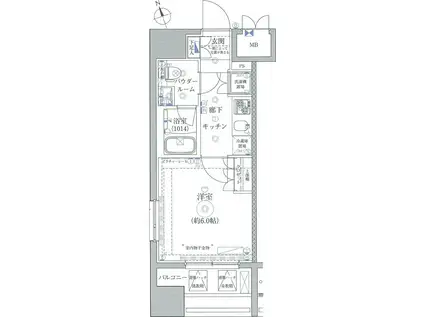 ライジングプレイス川崎(1K/7階)の間取り写真