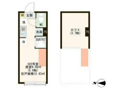 ハーモニーテラス西亀有III(ワンルーム/1階)の間取り写真