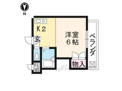 ユウハイツ(ワンルーム/1階)の間取り写真