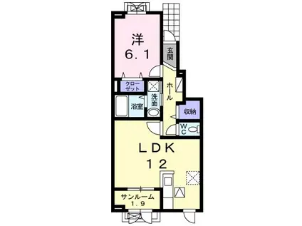 サニーIII(1LDK/1階)の間取り写真