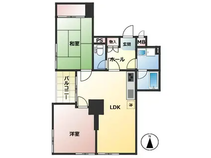 ライオンズマンション駒場(2LDK/4階)の間取り写真