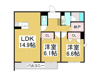 ラムズヒルIII(2LDK/1階)の間取り写真