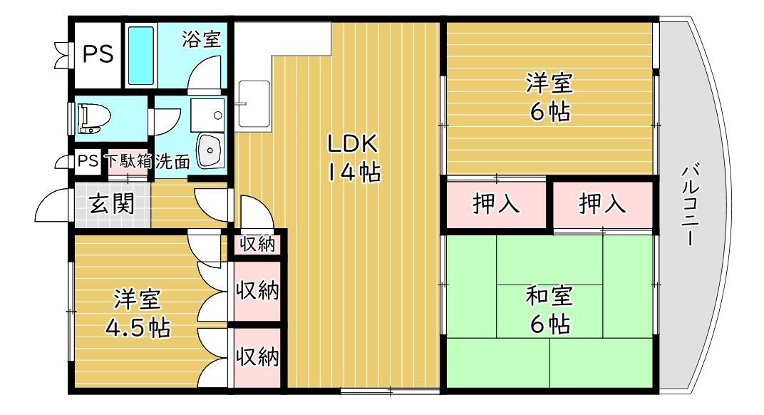 深草西浦(3LDK/5階)の間取り写真