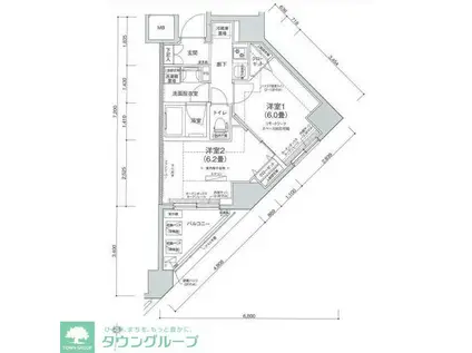 ルフレプレミアム押上ノルド(2K/10階)の間取り写真