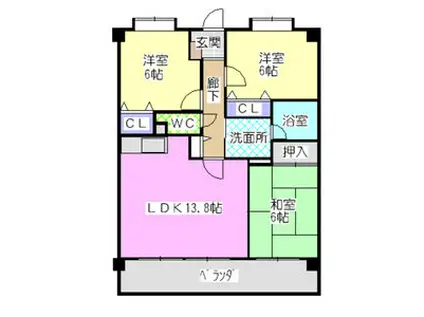 グリーンヒルズ神ノ倉(3LDK/5階)の間取り写真