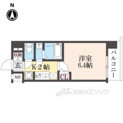 JR東海道本線 西大路駅 徒歩10分 10階建 築1年(1K/8階)の間取り写真
