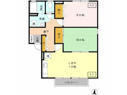 アネシスC(2LDK/1階)の間取り写真