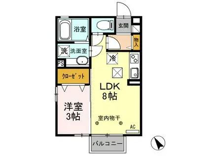 グリンピア(1LDK/1階)の間取り写真