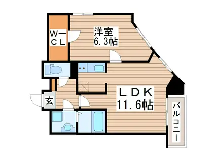 108二十人町(1LDK/2階)の間取り写真