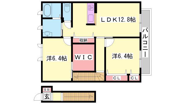 エミマリー川西台(2LDK/2階)の間取り写真