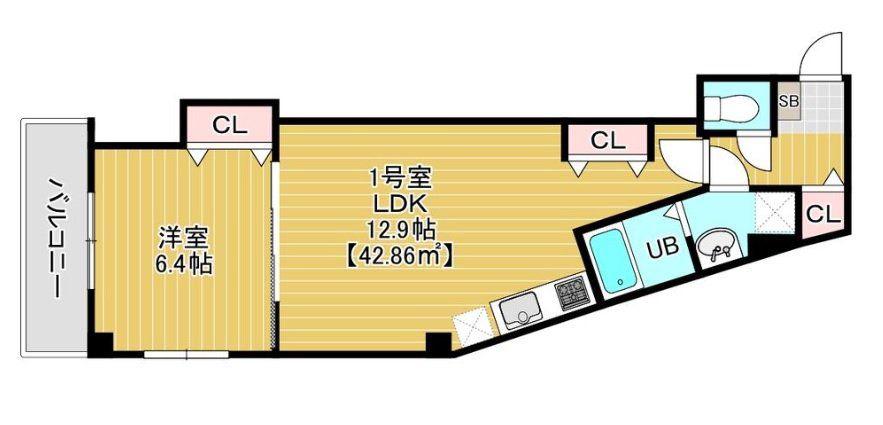 グランディオ検見川(1LDK/2階)の間取り写真