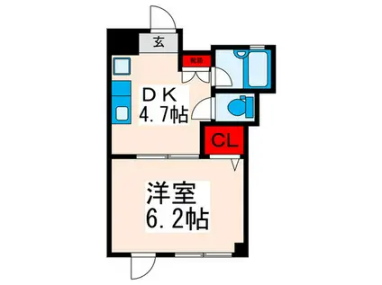 SAKURAコーポ(1DK/4階)の間取り写真