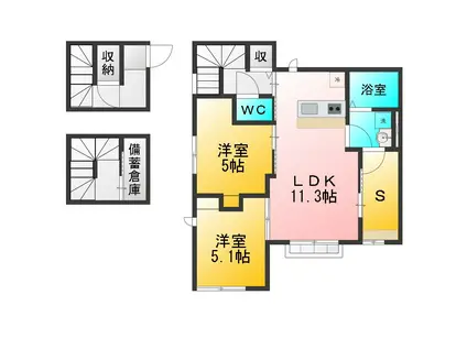 CLAIRE MUSASHI(2LDK/3階)の間取り写真