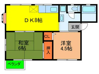 ひかりハイツA棟(2DK/2階)の間取り写真