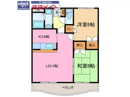 プロミネント伊勢中川II(2LDK/3階)の間取り写真