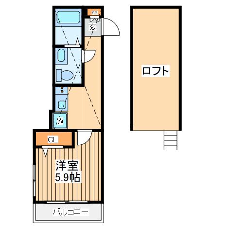 エルソール羽沢(1K/2階)の間取り写真