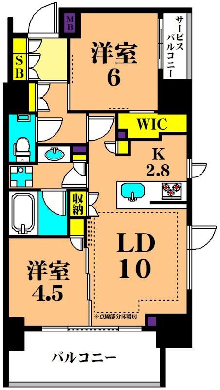 ディームス大井町(2LDK/4階)の間取り写真