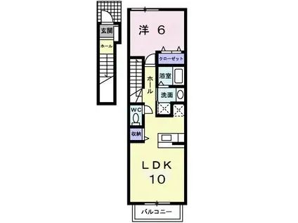 プリュジュールA(1LDK/2階)の間取り写真