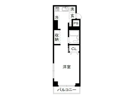 メルディアキューブ観月橋(1K/1階)の間取り写真