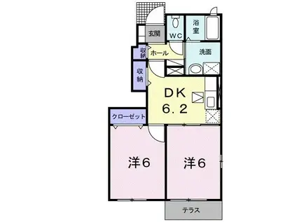 グラスローズ・隼人B(2DK/1階)の間取り写真