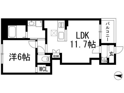 南花屋敷2丁目アパート(1LDK/1階)の間取り写真