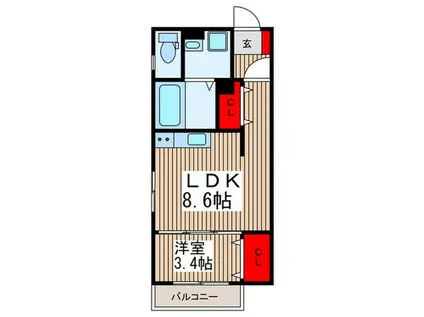 エルメゾン ロシェ(1LDK/2階)の間取り写真