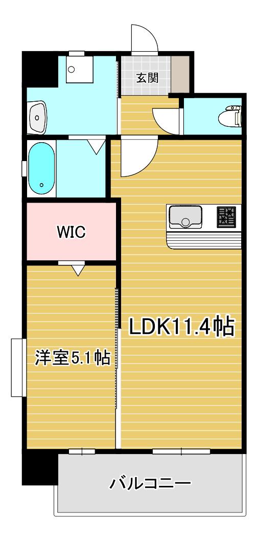 グランジャー小倉(1LDK/4階)の間取り写真
