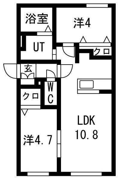 センチュリー日の出(2LDK/1階)の間取り写真