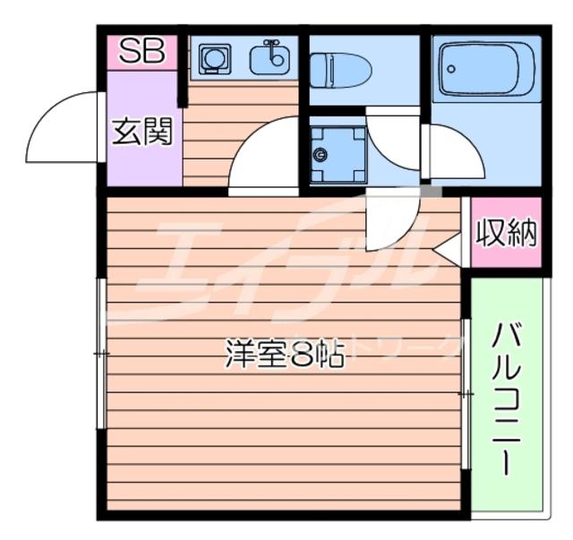 フォレストヴィラ(1K/1階)の間取り写真