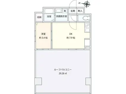 サルコスクス東駒形(1DK/7階)の間取り写真