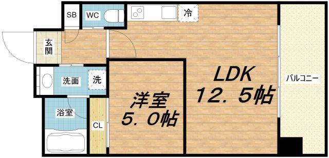プレジオ弁天町(1LDK/4階)の間取り写真