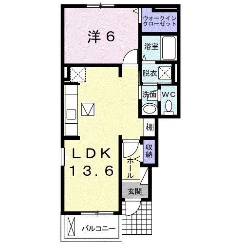 ラヴィーンI(1LDK/1階)の間取り写真