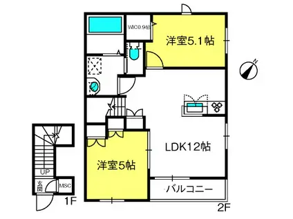 ノバーナ(2LDK/1階)の間取り写真