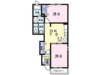 アクティ北鴨IIA(2DK/1階)の間取り写真