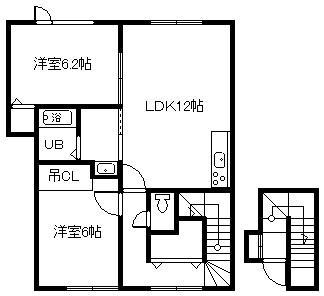 JR函館本線 旭川駅 徒歩41分 2階建 築47年(2LDK/2階)の間取り写真