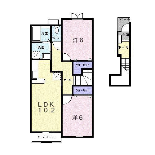 ソレイユ1番館(2LDK/2階)の間取り写真