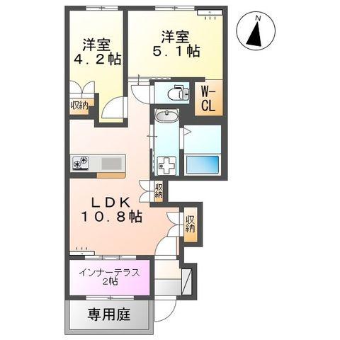 センチュリーハイツII(2LDK/1階)の間取り写真