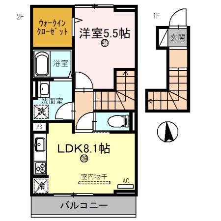 グランディール網干(1LDK/2階)の間取り写真