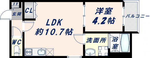 BADGE TOMOI EST VI(1LDK/3階)の間取り写真
