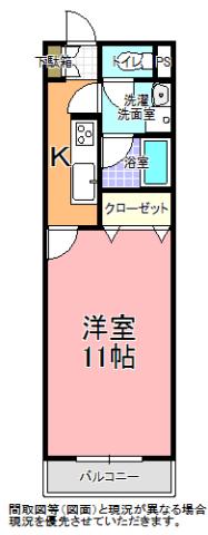 グレース カド I(1K/1階)の間取り写真