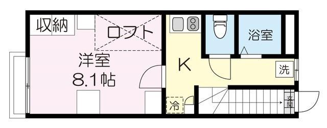 ジーケィ参番館(1K/2階)の間取り写真
