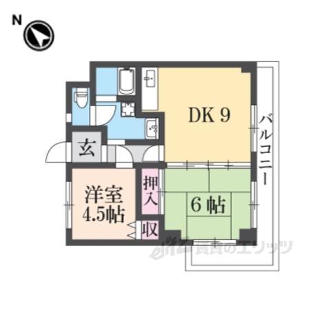 サンライズ成田(2DK/4階)の間取り写真