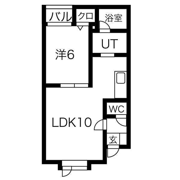 オータム里塚(1LDK/2階)の間取り写真