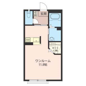 プレミールK(ワンルーム/2階)の間取り写真