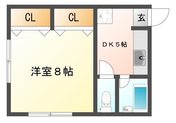 フレンドリーハイツI(1DK/1階)の間取り写真