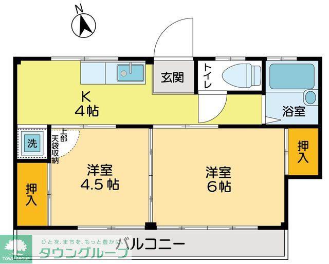 コーポ樫の木(2K/2階)の間取り写真