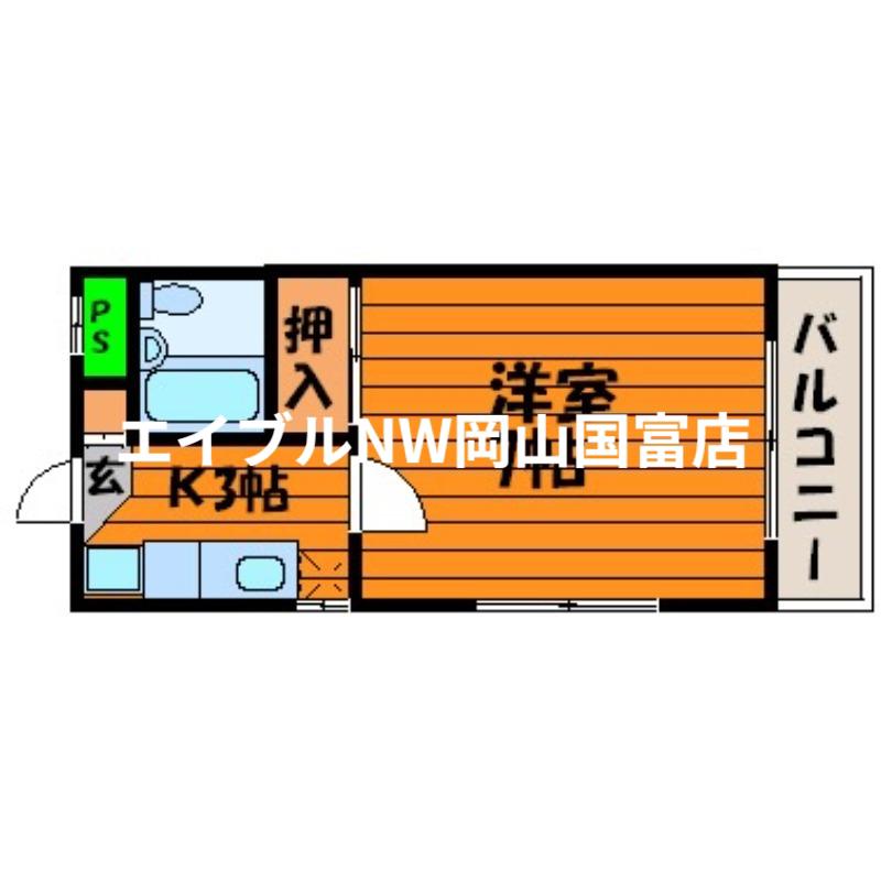 RIAN津島南(1K/2階)の間取り写真