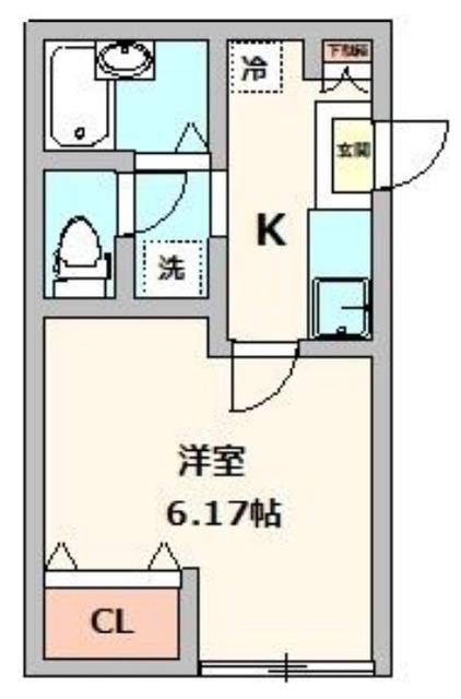 クレフラスト一之江(1K/2階)の間取り写真