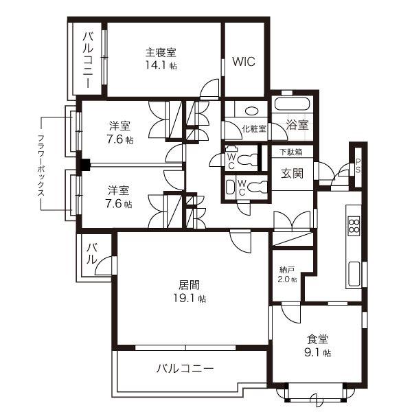 テラス成城ウエスト(4LDK/2階)の間取り写真