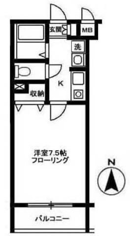 スカイパレス北町(1K/3階)の間取り写真
